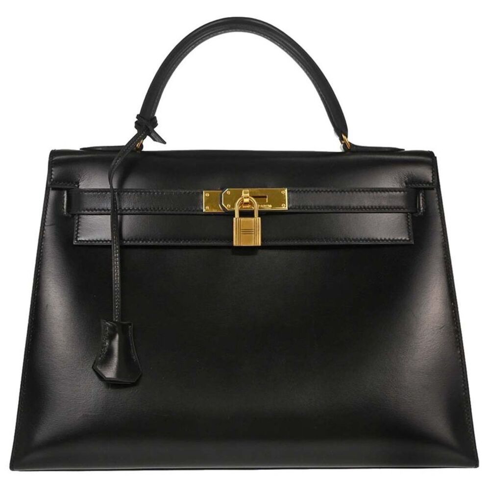 Hermes Kelly Sellier Box Calf Black Calfskin Handbag
